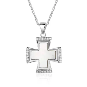 Silver Shell Necklace for Women with Cute Cross Pearl Oysters Pendant, Anniversary Gift Jewelry