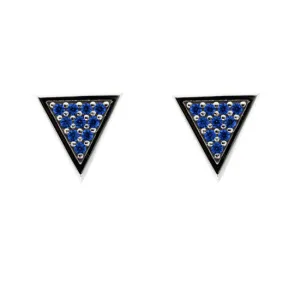 Silver Tres Puntos Earrings Blue Sapphires
