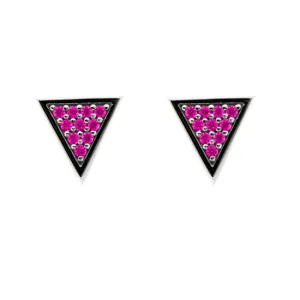Silver Tres Puntos Earrings Pink Sapphires