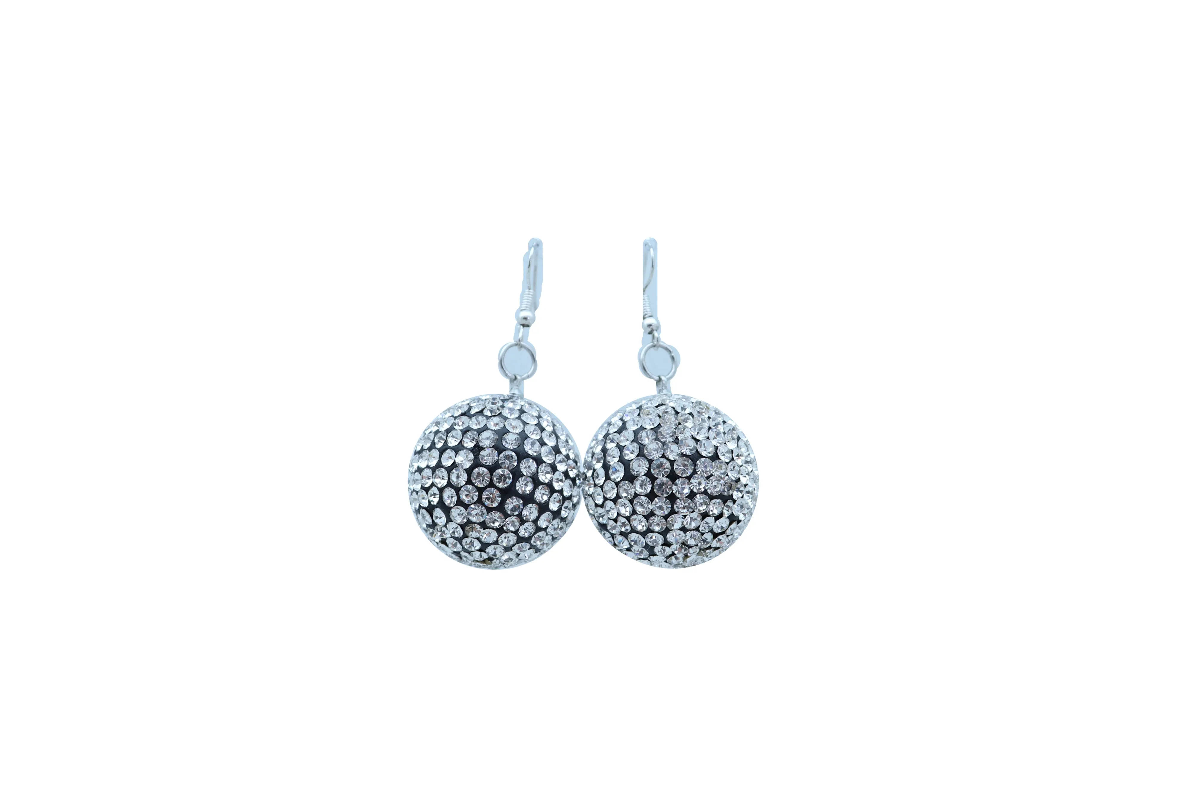 Silver White Disco Ball Dangle Earrings
