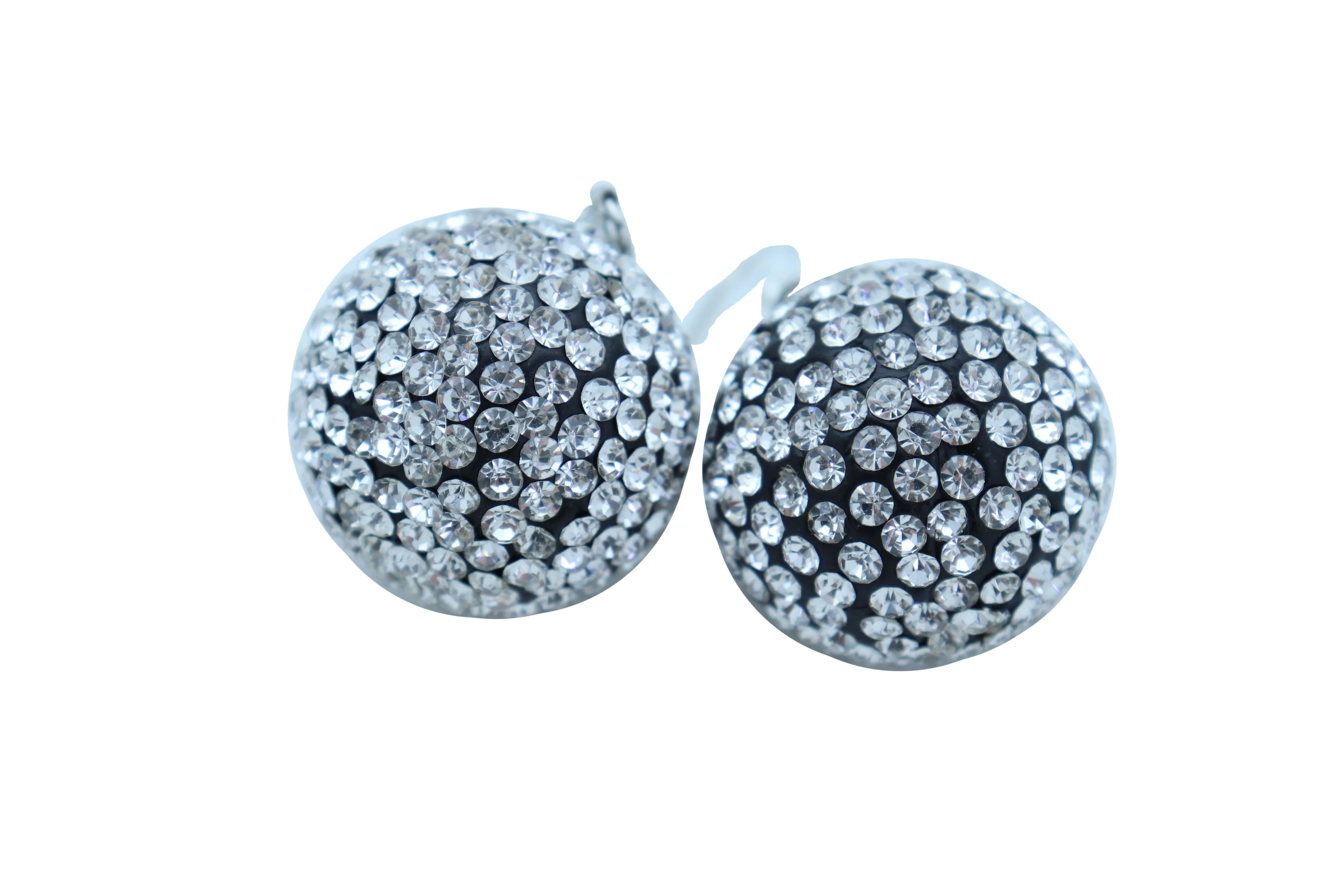 Silver White Disco Ball Dangle Earrings