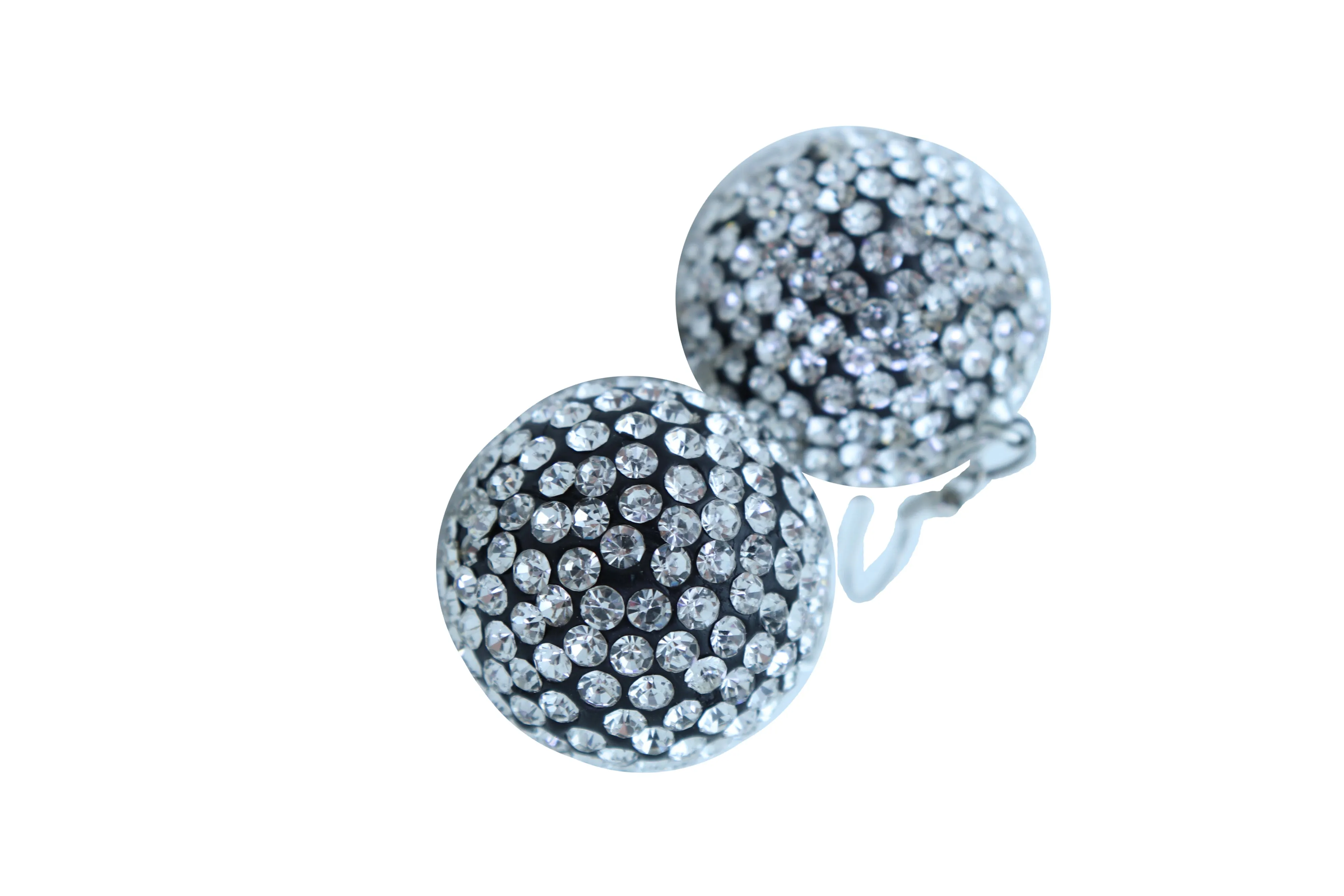 Silver White Disco Ball Dangle Earrings