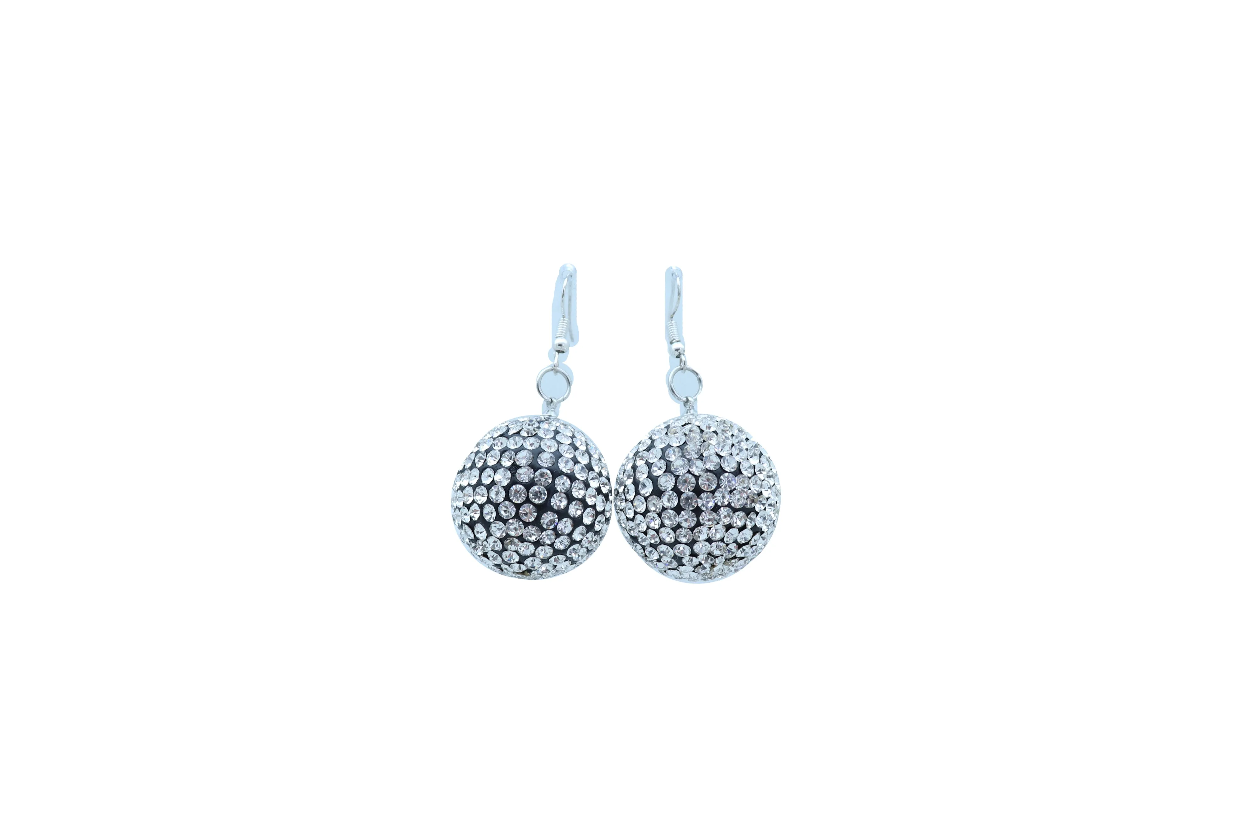 Silver White Disco Ball Dangle Earrings