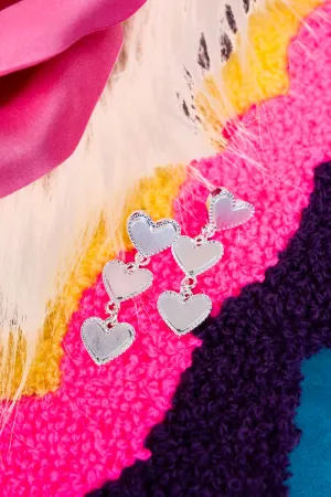 Silvertone Heart Drop Earrings