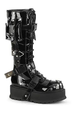 SLACKER-260 Knee Boot | Black Patent