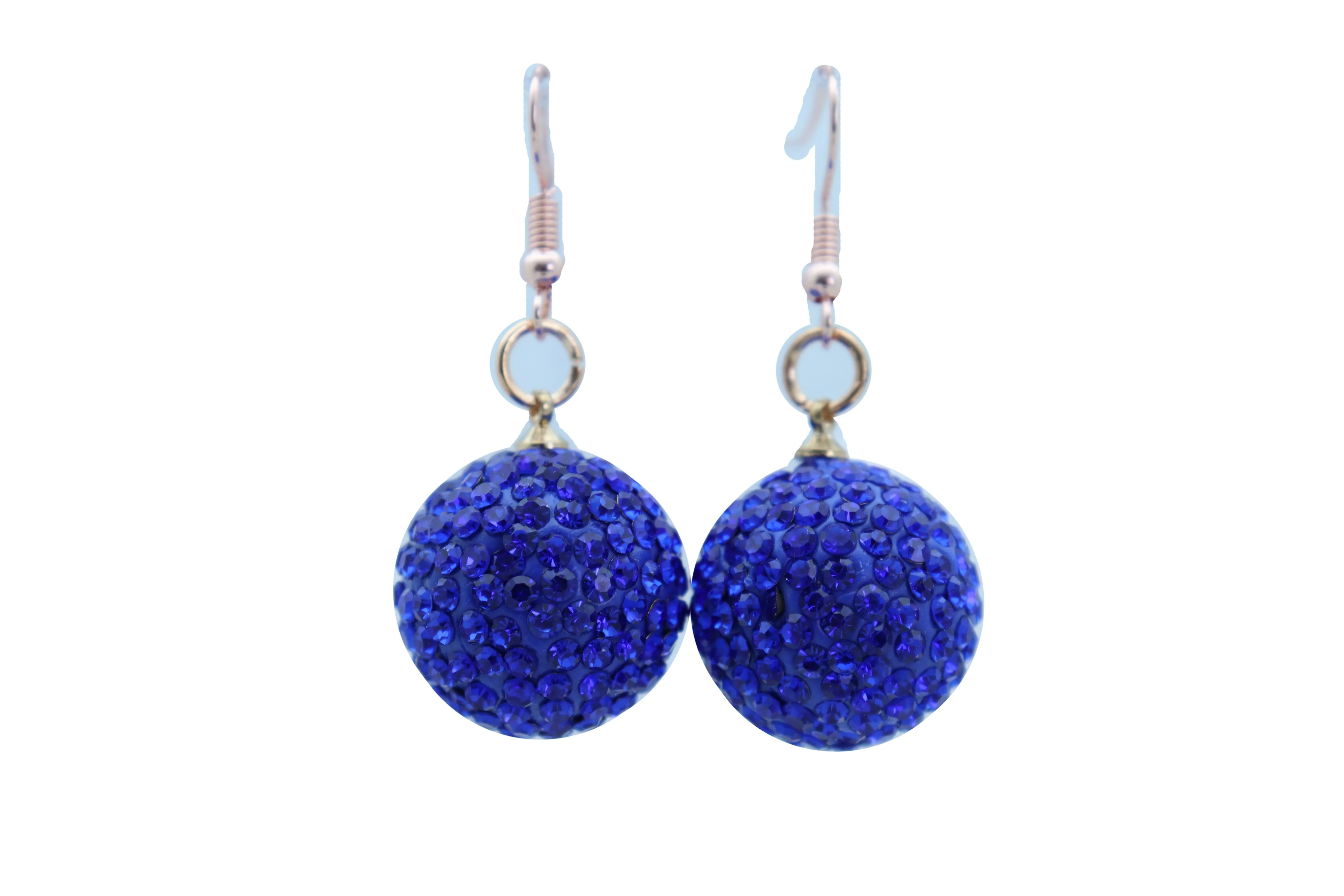 Small Blue Disco Ball Dangle Earrings