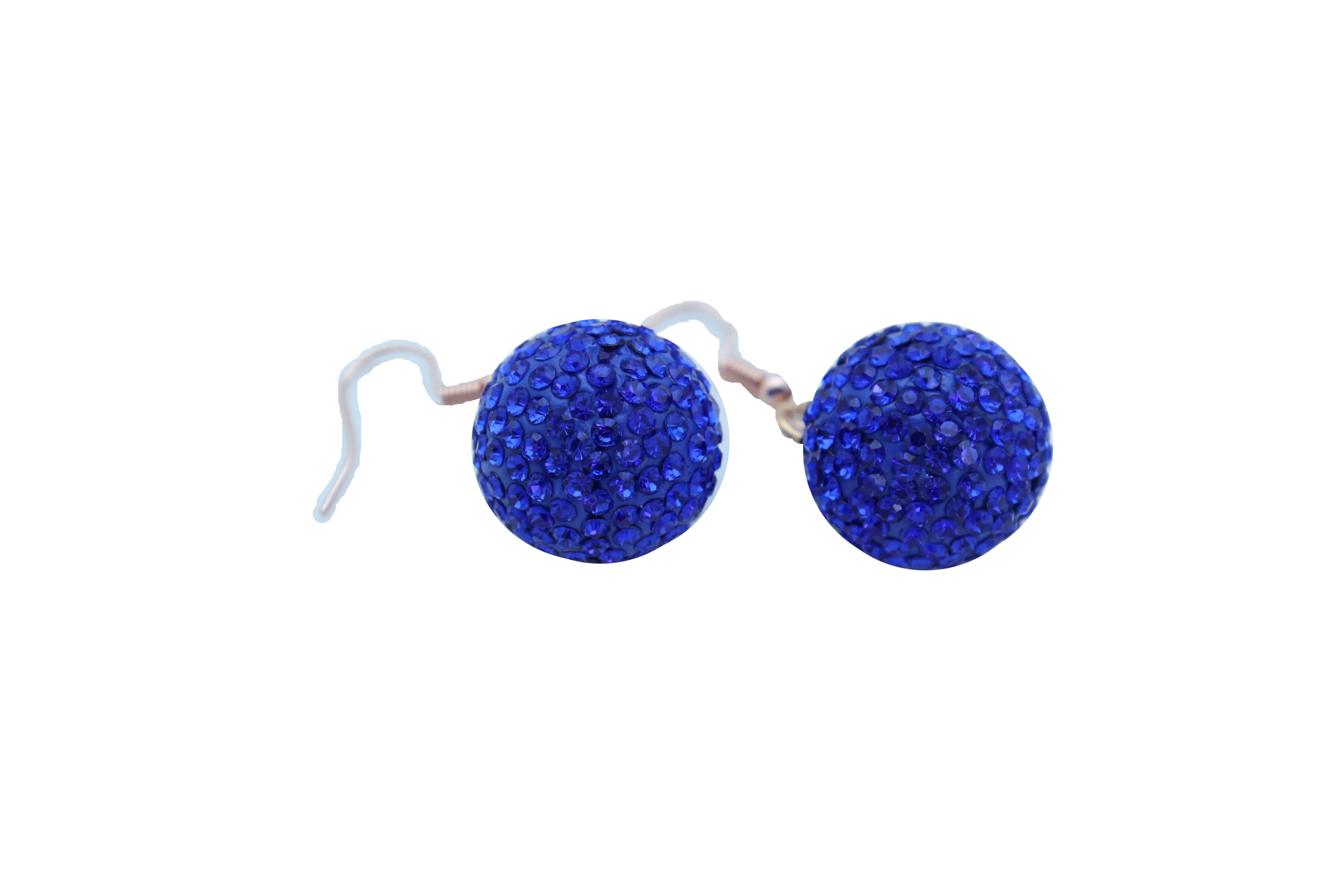 Small Blue Disco Ball Dangle Earrings