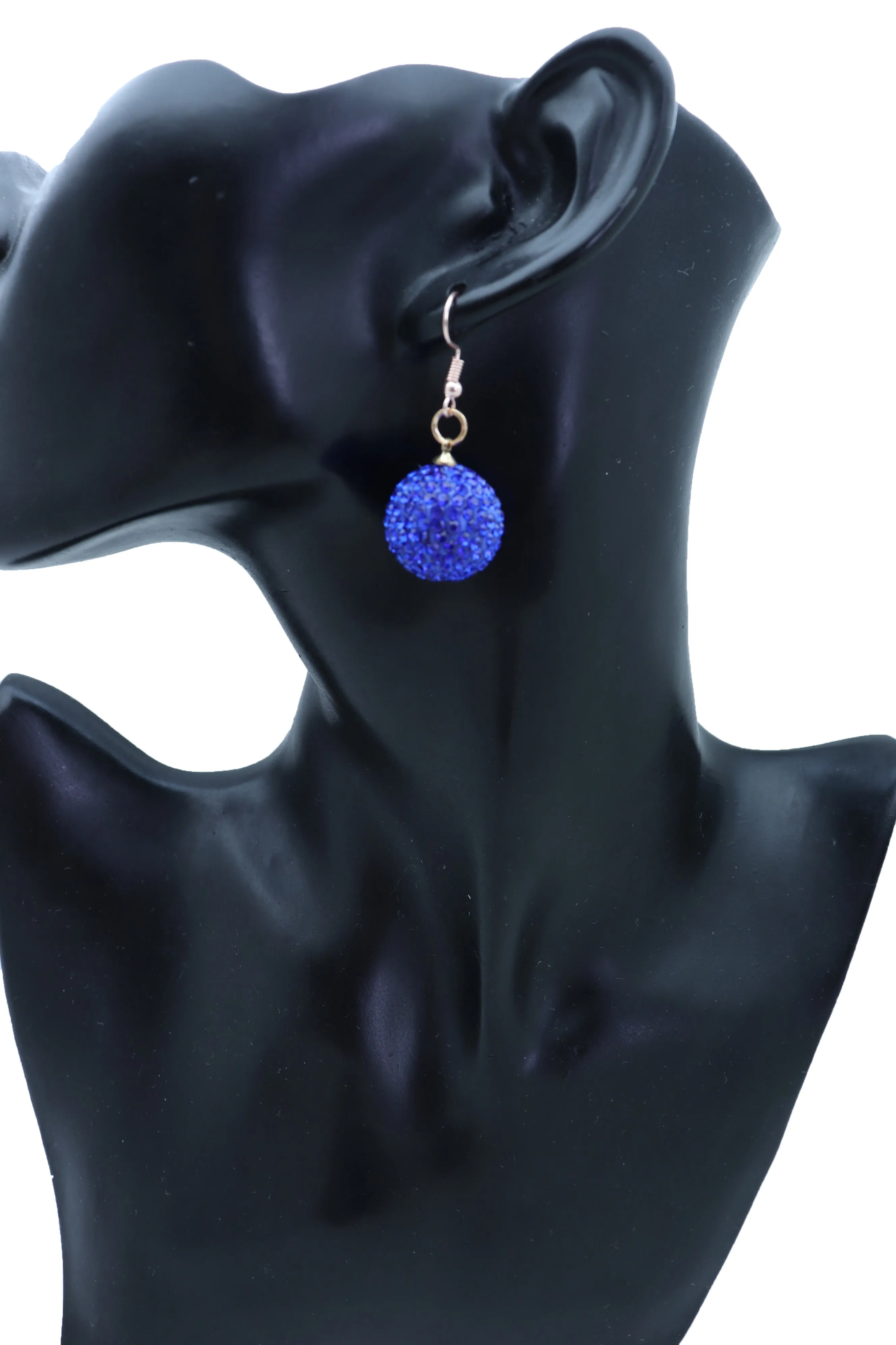 Small Blue Disco Ball Dangle Earrings