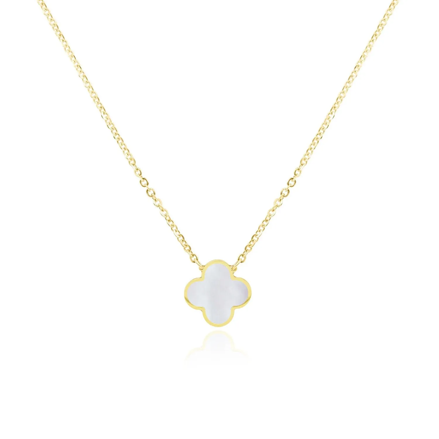 Small Mother of Pearl Single Clover Necklace