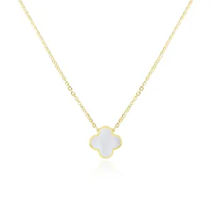 Small Mother of Pearl Single Clover Necklace