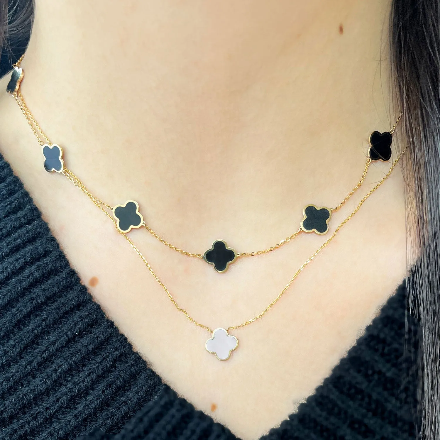 Small Mother of Pearl Single Clover Necklace