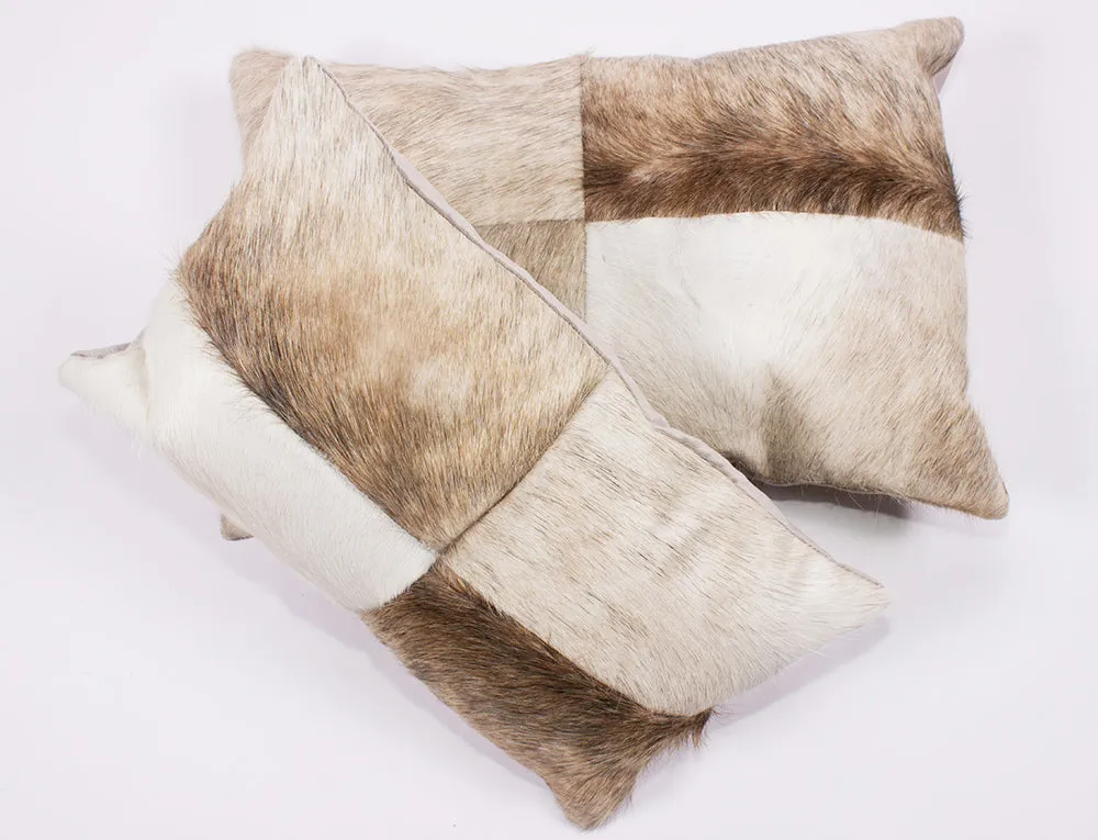 Squares Hide Lumbar Pillow - Soft Barley