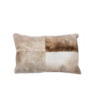 Squares Hide Lumbar Pillow - Soft Barley