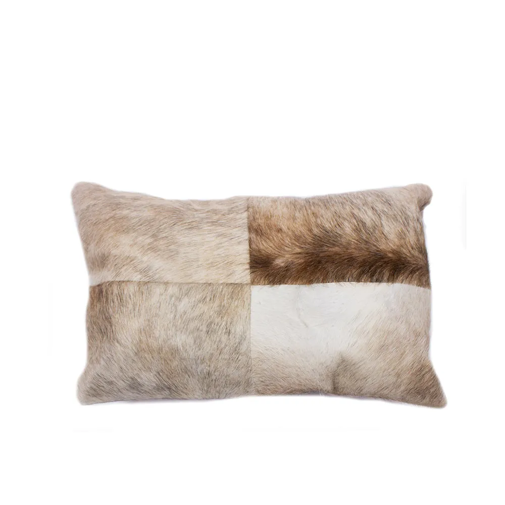 Squares Hide Lumbar Pillow - Soft Barley