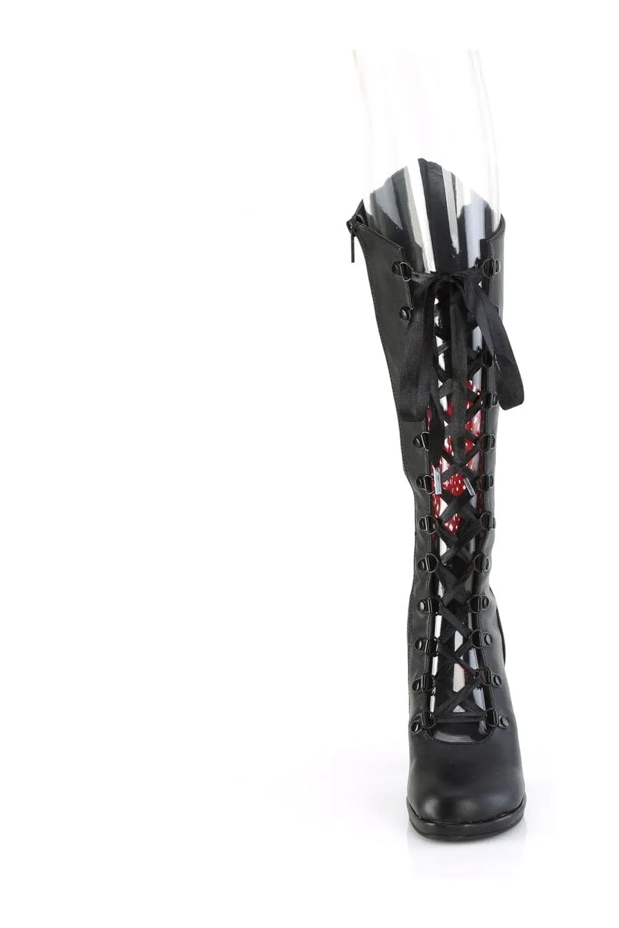 SS-GLAM-243 Black Vegan Leather Knee Boot