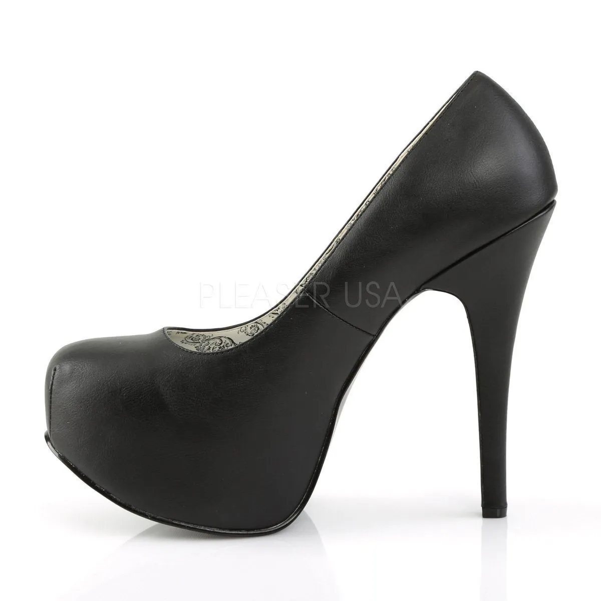 SS-TEEZE-06W Pump  | Black Faux Leather