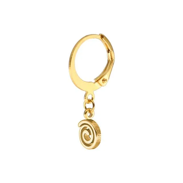 Stainless Steel Swirl Ring Pendant Earrings