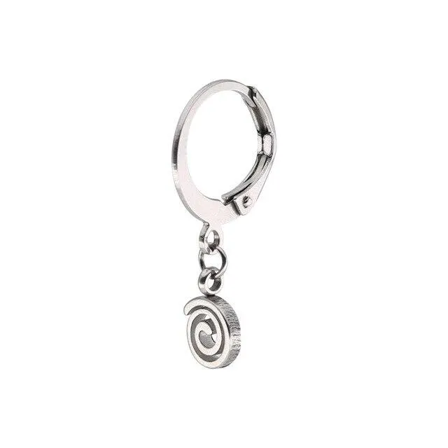 Stainless Steel Swirl Ring Pendant Earrings