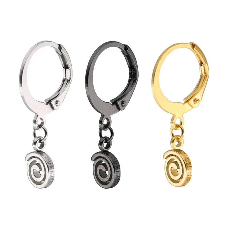 Stainless Steel Swirl Ring Pendant Earrings