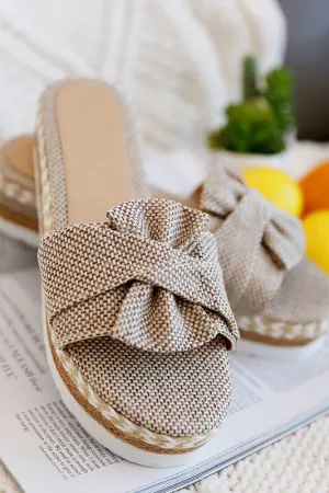 Steppin' Out Slide Wedge Sandal in Tan