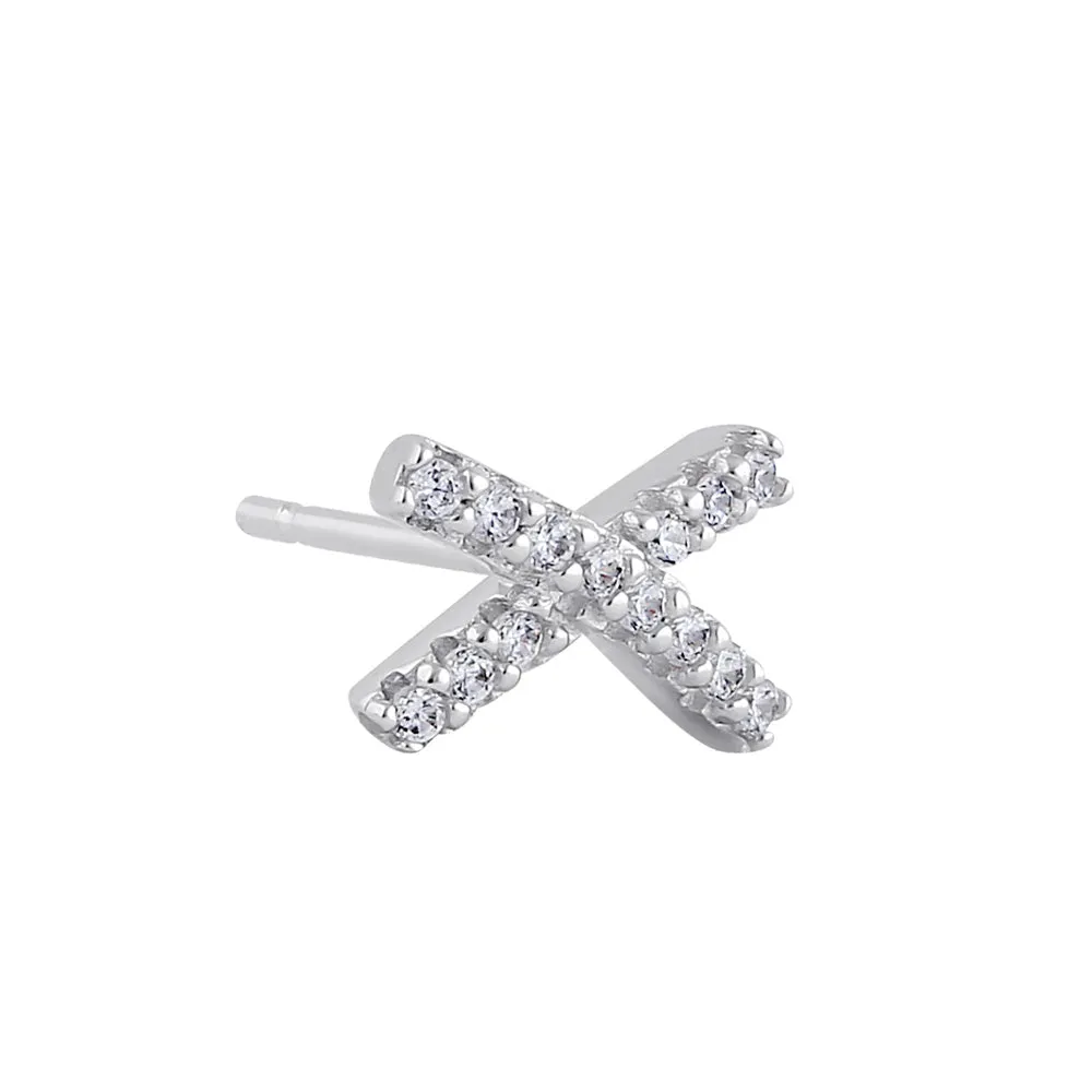 Sterling Silver Trendy X Earrings