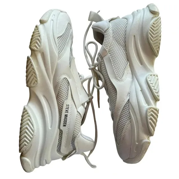 Steve Madden Platform Possession Sneaker Cream White Size 10