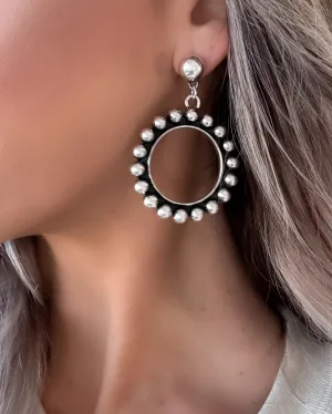 Studded Circle Hoops - Silver