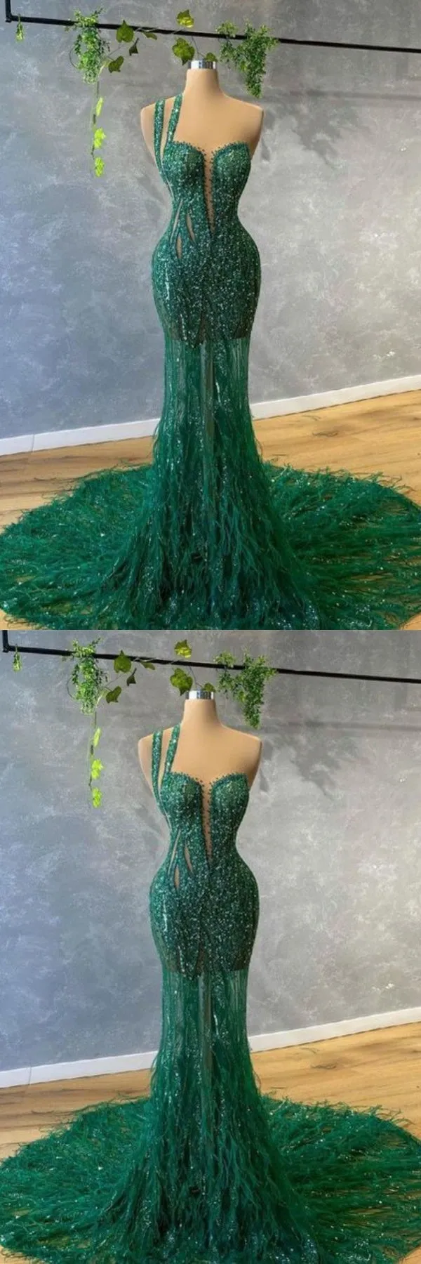 Stunning One Shoulder Mermaid Green Party Dress Long Prom Dresses to Impress ,WGP1582