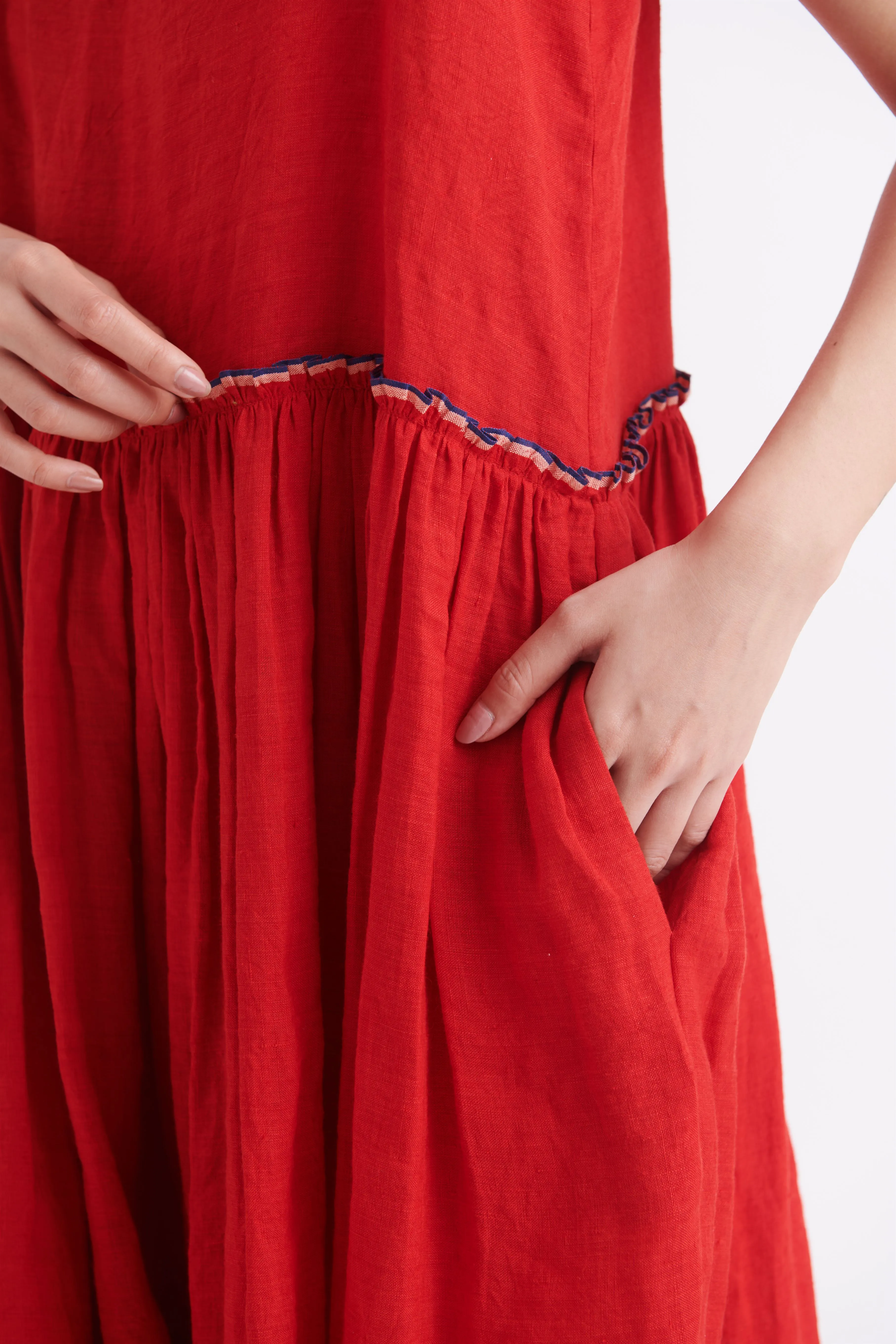 summer dress linen red-SS2025-17-fashion edit-the plavate