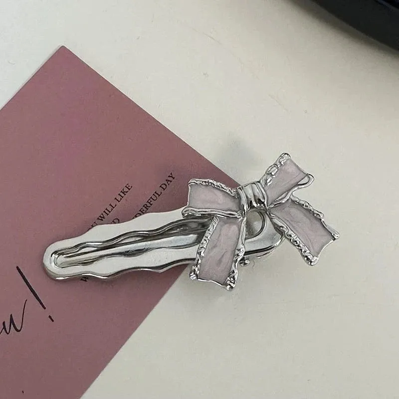 Sweet Crystal Inlaid Enamel Star Heart Bowknot Hair Clips Set