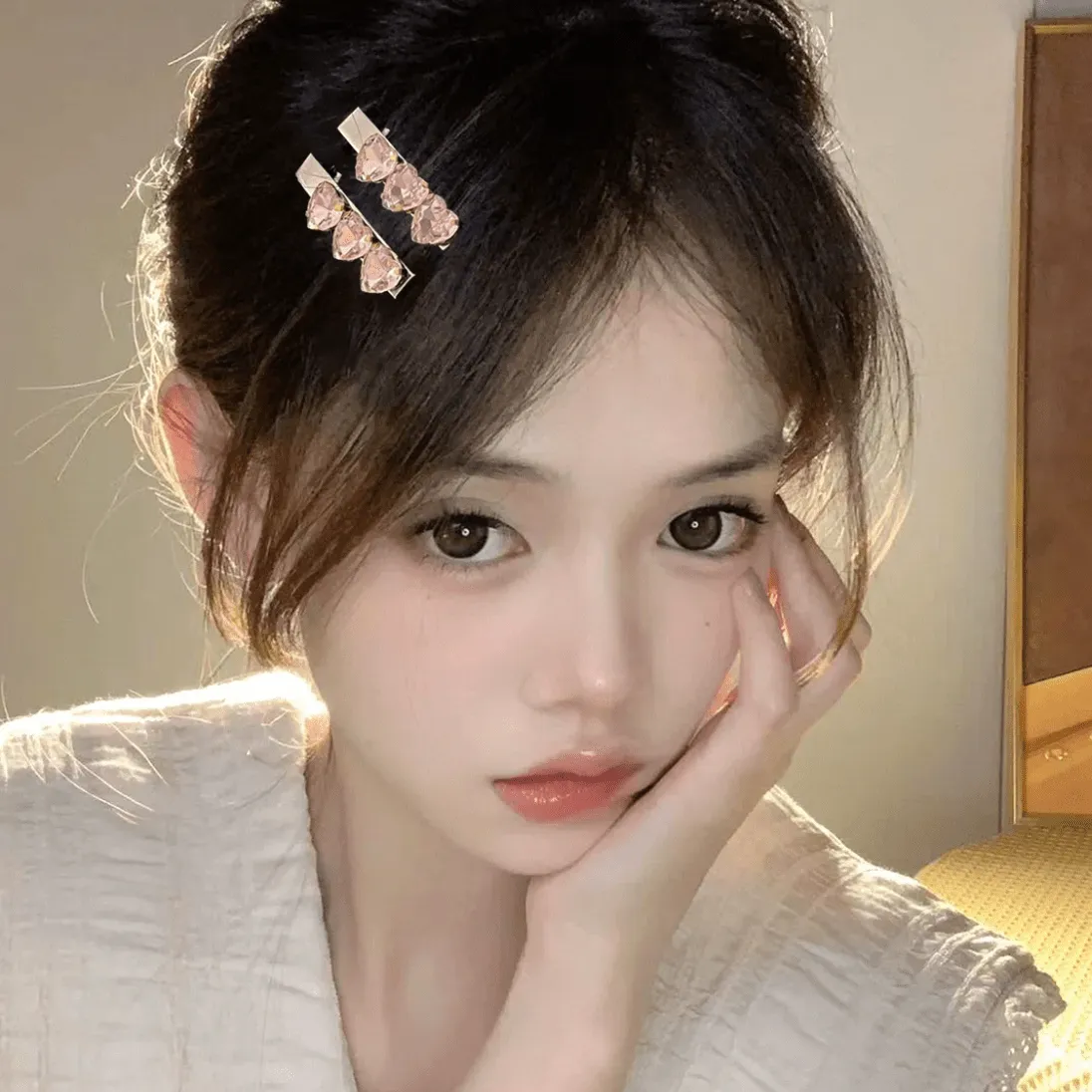 Sweet Crystal Inlaid Enamel Star Heart Bowknot Hair Clips Set