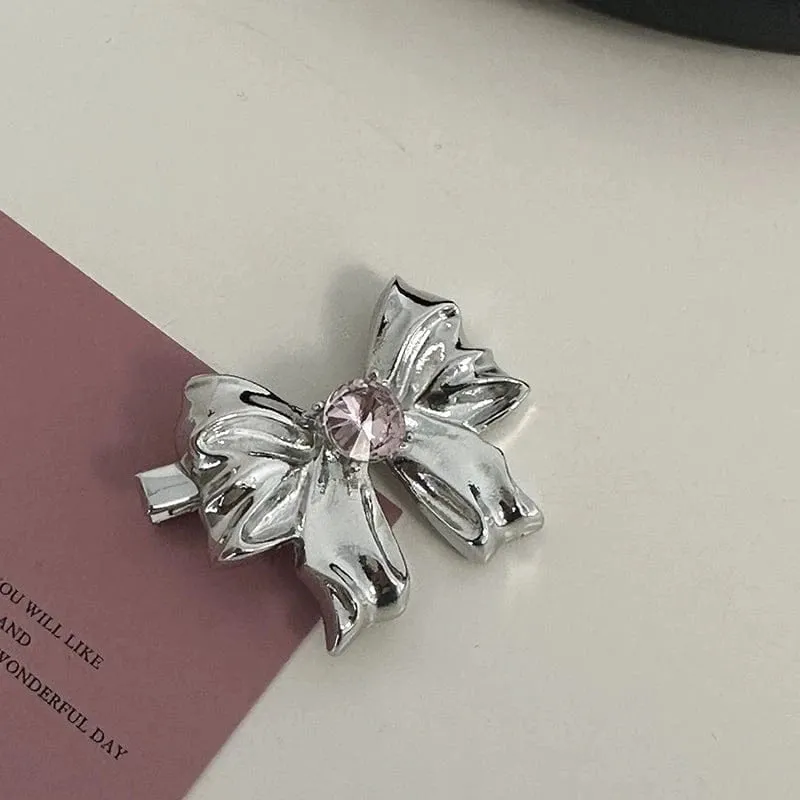Sweet Crystal Inlaid Enamel Star Heart Bowknot Hair Clips Set