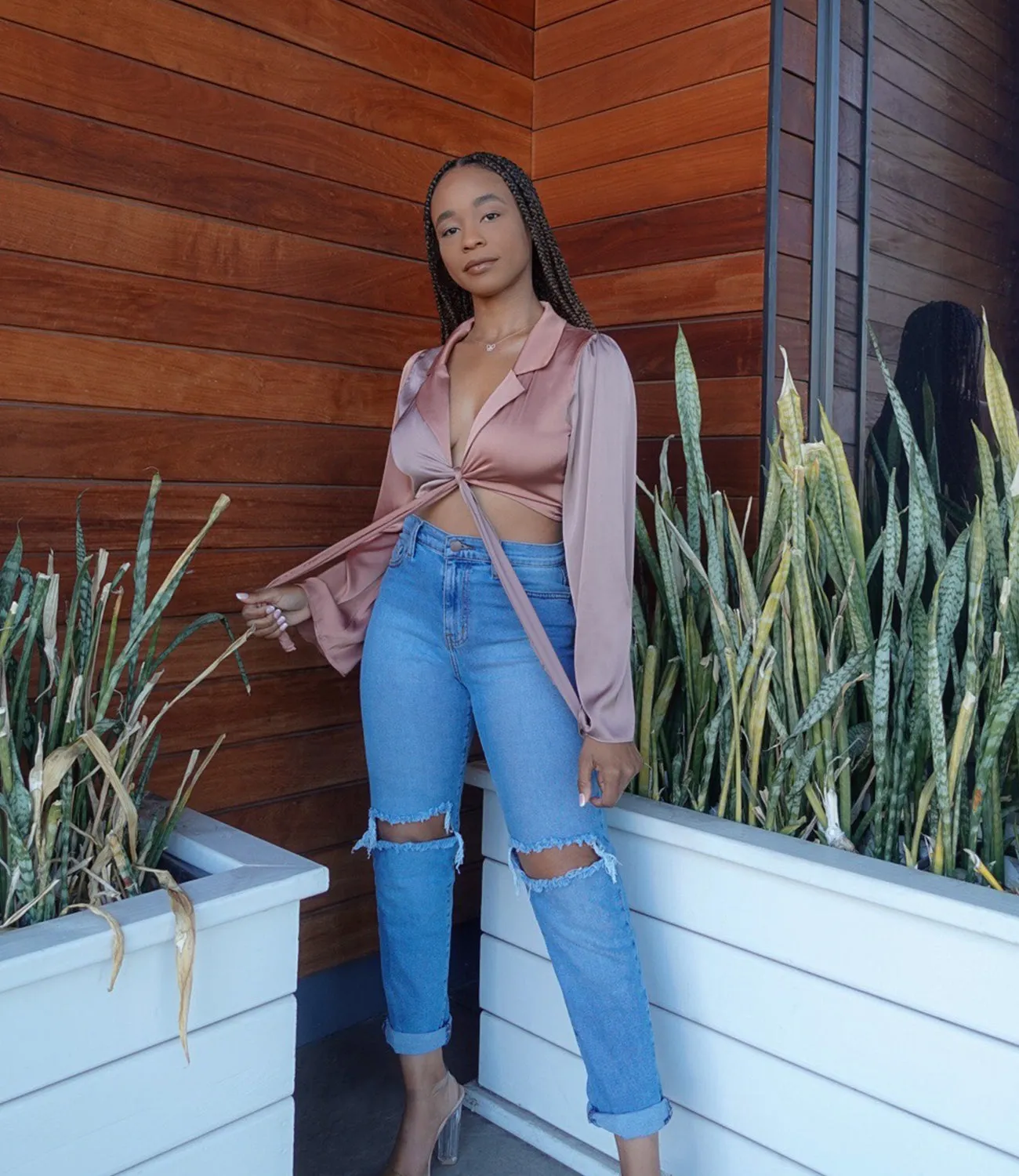 That's So 70's Wrap Top(Mauve/Pink)