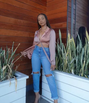 That's So 70's Wrap Top(Mauve/Pink)