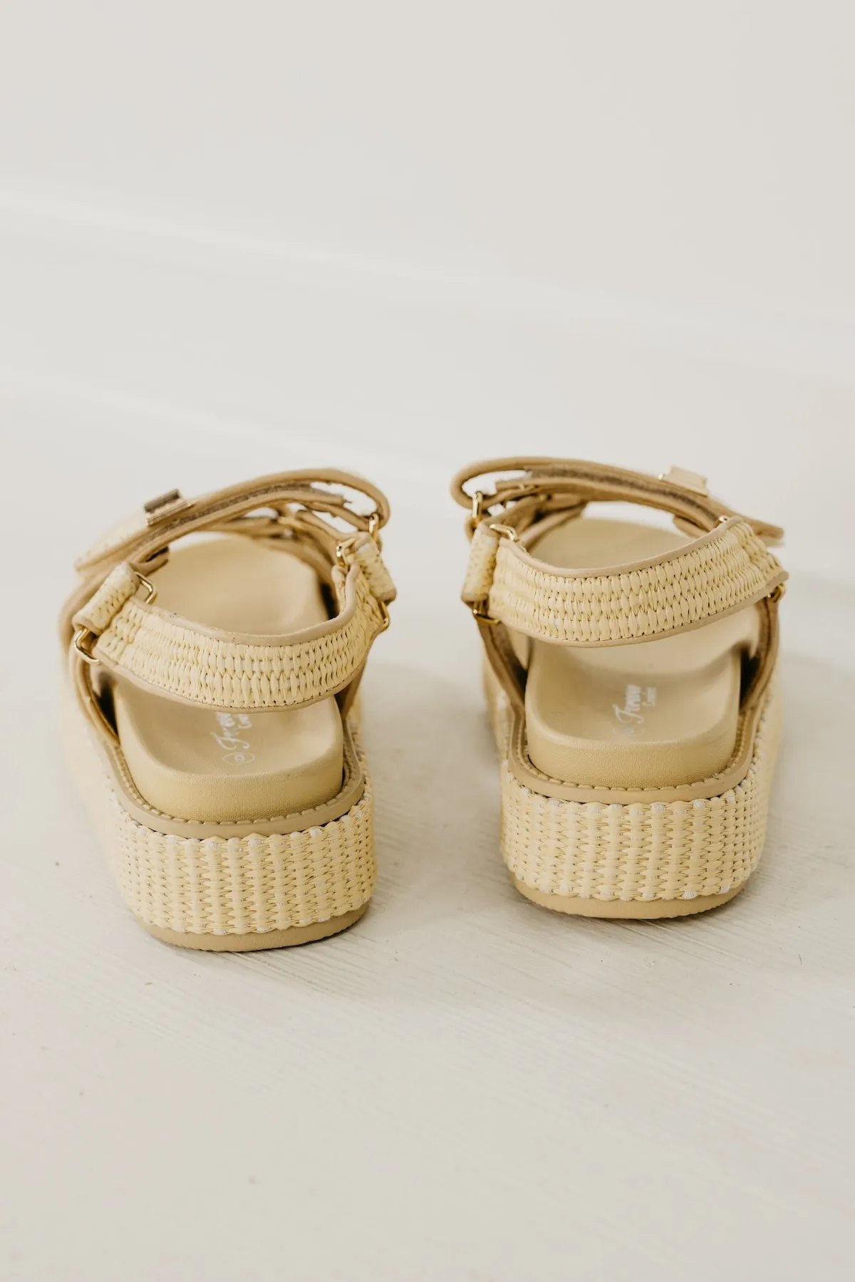The Gogo Velcro Strap Raffia  Platform Sandal