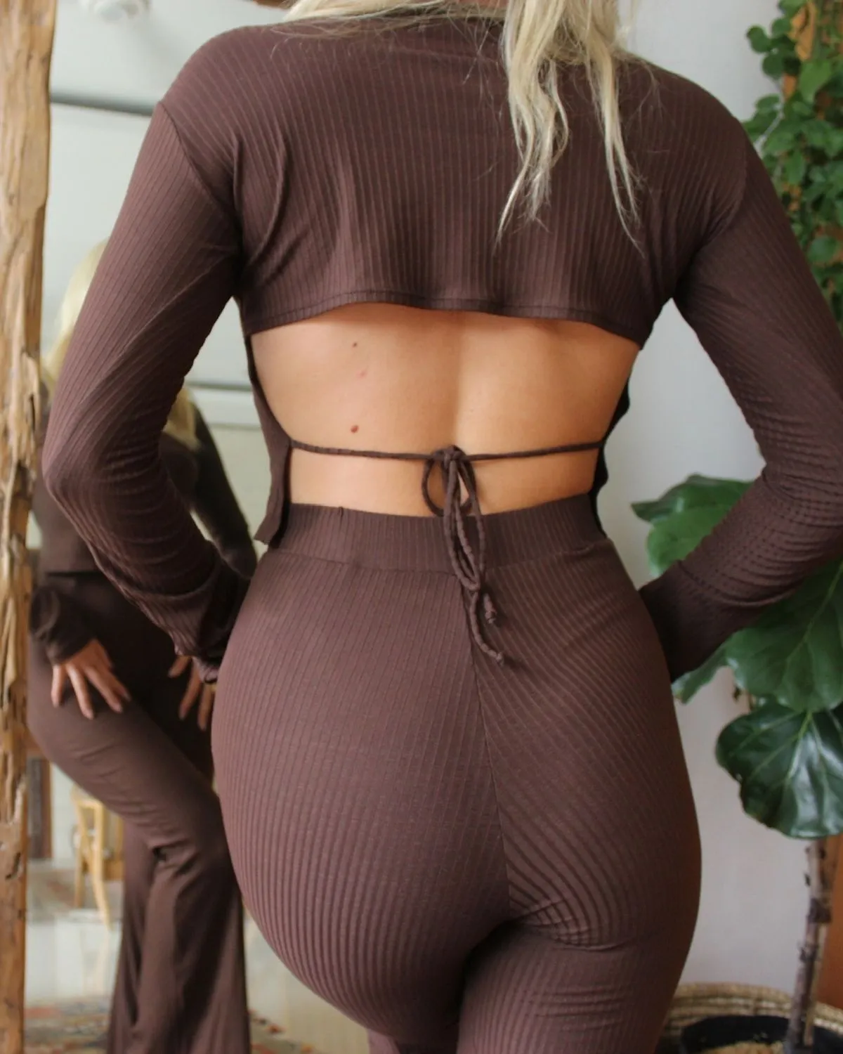 The Luna Open Back Ribbed Lounge Top