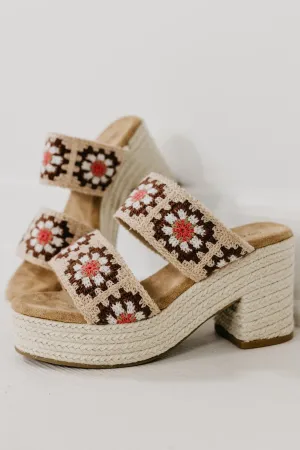 The Shirin Floral Crochet Platform Heel