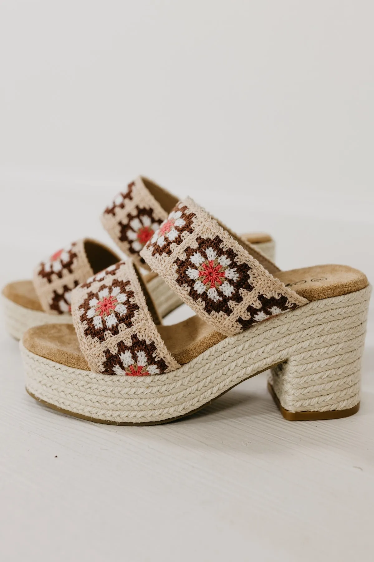 The Shirin Floral Crochet Platform Heel