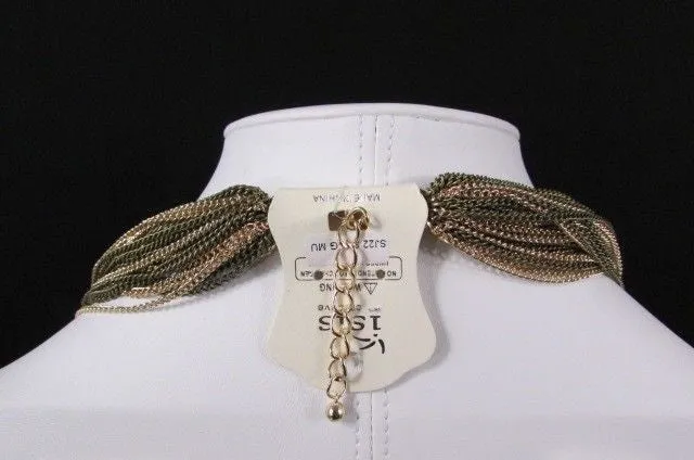 Thin Multi Chain Long Strands Necklace   Earrings