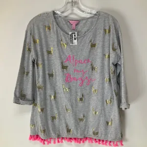 Top 3/4 Sleeve Designer By Lilly Pulitzer In Grey, Size:S