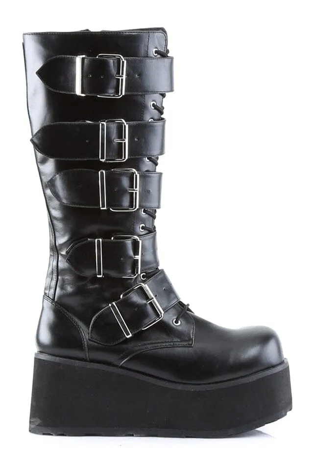 TRASHVILLE-518 Black Vegan Leather Knee Boot