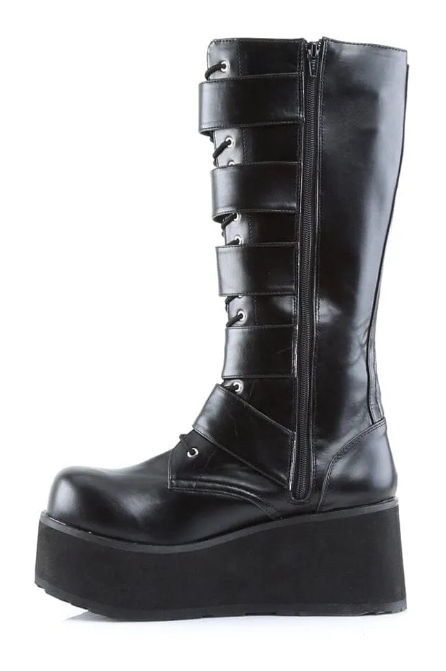 TRASHVILLE-518 Black Vegan Leather Knee Boot