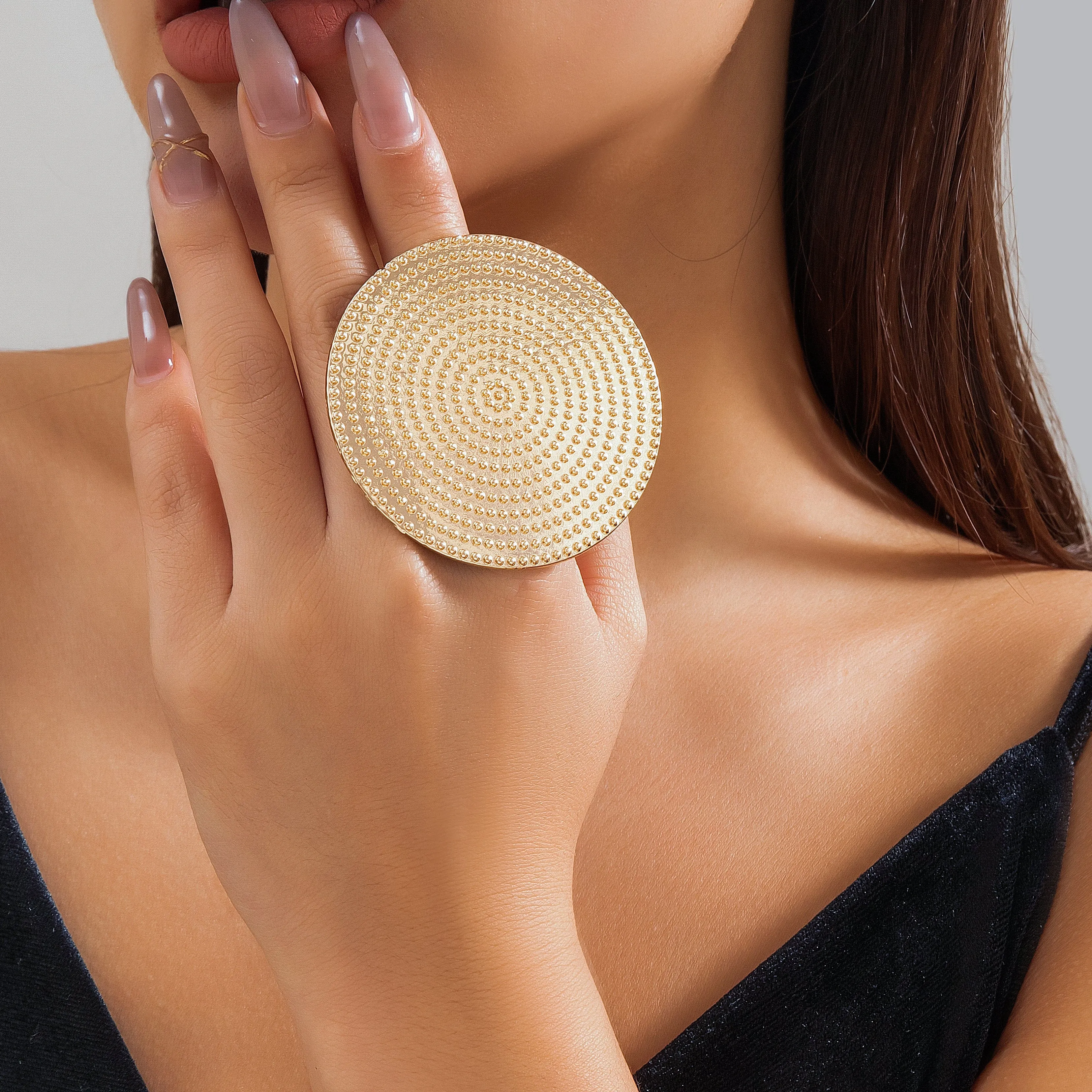 Trendy Gold Silver Plated Large Round Ring