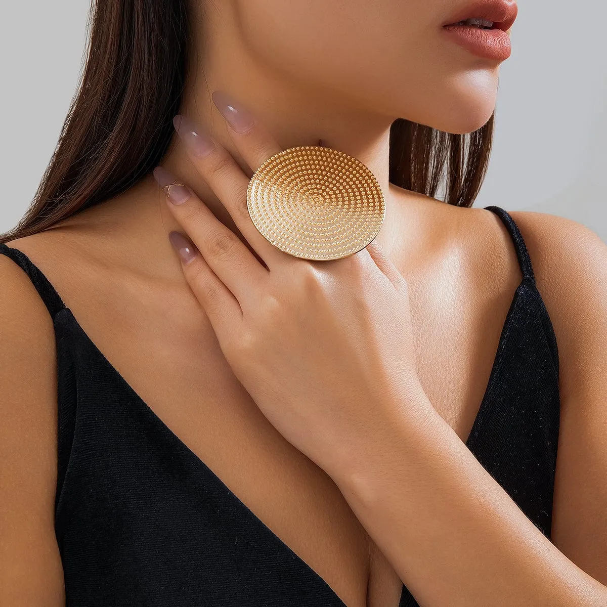 Trendy Gold Silver Plated Large Round Ring