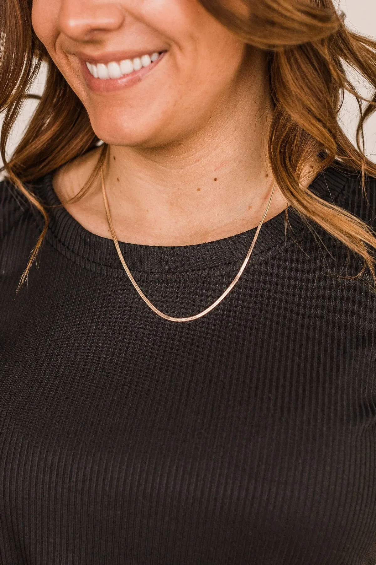 Trendy Moments Herringbone Necklace- Gold