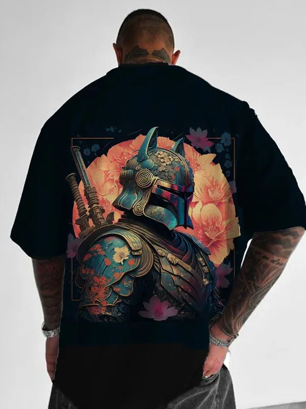 Trendy Samurai Print Short Sleeve Shirt