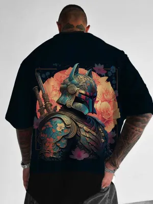 Trendy Samurai Print Short Sleeve Shirt
