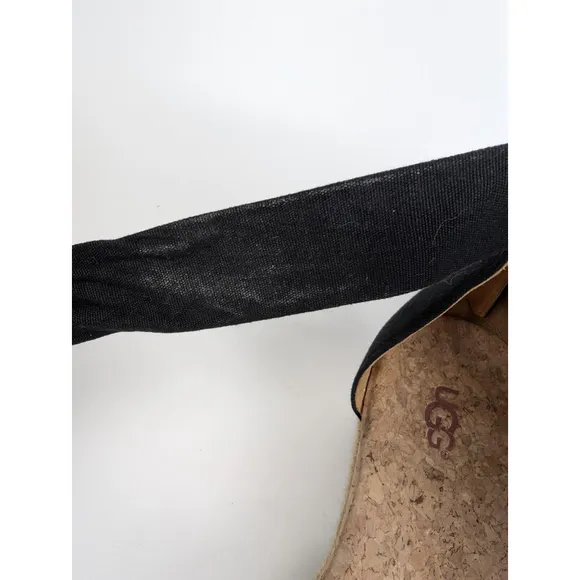 Ugg Australia Traci Espadrille Ankle Bow Wedge Shoes Black Size 9 Resort Beach