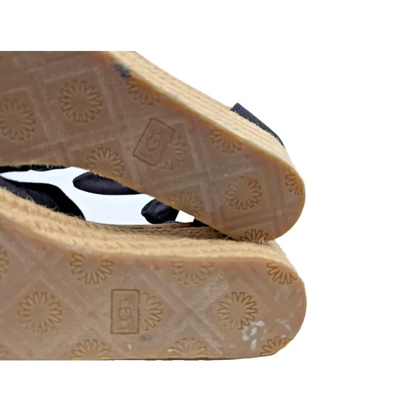 Ugg Australia Traci Espadrille Ankle Bow Wedge Shoes Black Size 9 Resort Beach