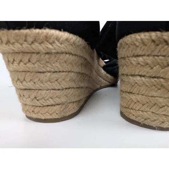 Ugg Australia Traci Espadrille Ankle Bow Wedge Shoes Black Size 9 Resort Beach
